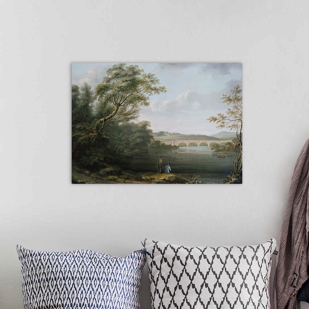 A bohemian room featuring English Landscape with Fishermen