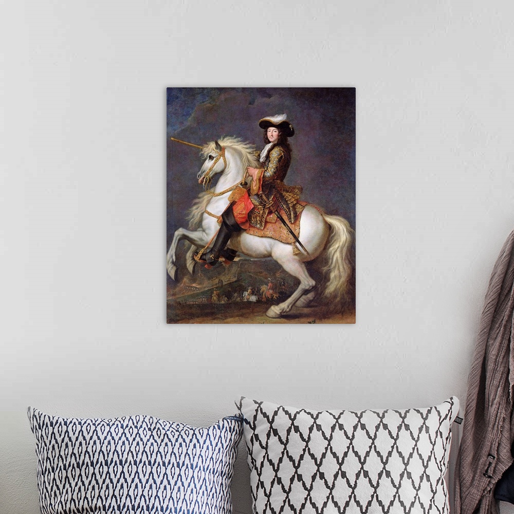 A bohemian room featuring Equestrian Portrait of Louis XIV (1638-1715)