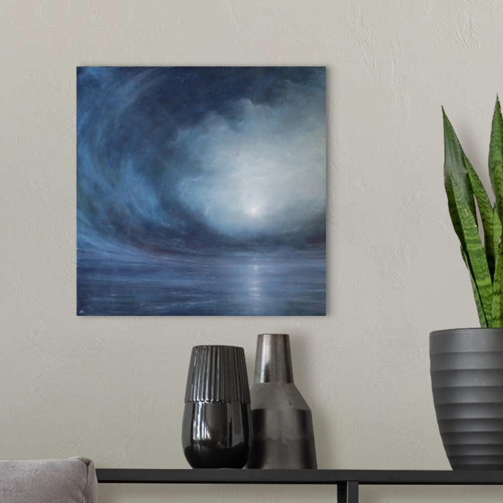 A modern room featuring 3248457 Eye of the storm by Hare, Derek (b.1945); 112 x 96 cm;  Derek Hare. All rights reserved 2...