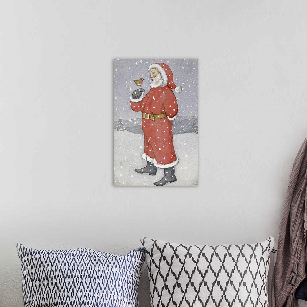 A bohemian room featuring Father Christmas and a Robin