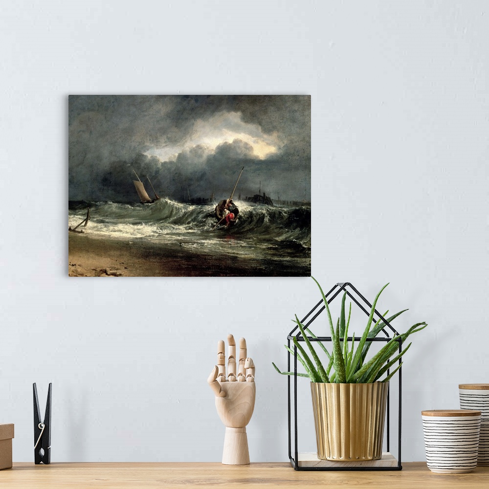 A bohemian room featuring SOU80752 Credit: Fishermen upon a lee-shore in squally weather (oil on canvas) by Joseph Mallord ...