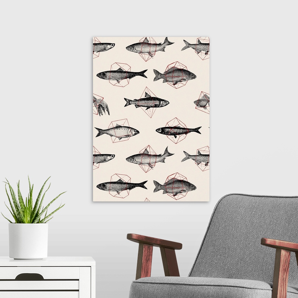 A modern room featuring Fishes in Geometrics