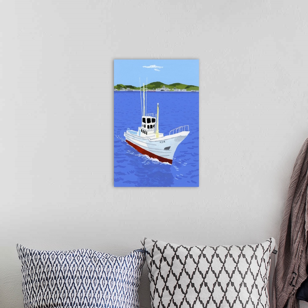 A bohemian room featuring Fishing Boat And Harbor, 2015
