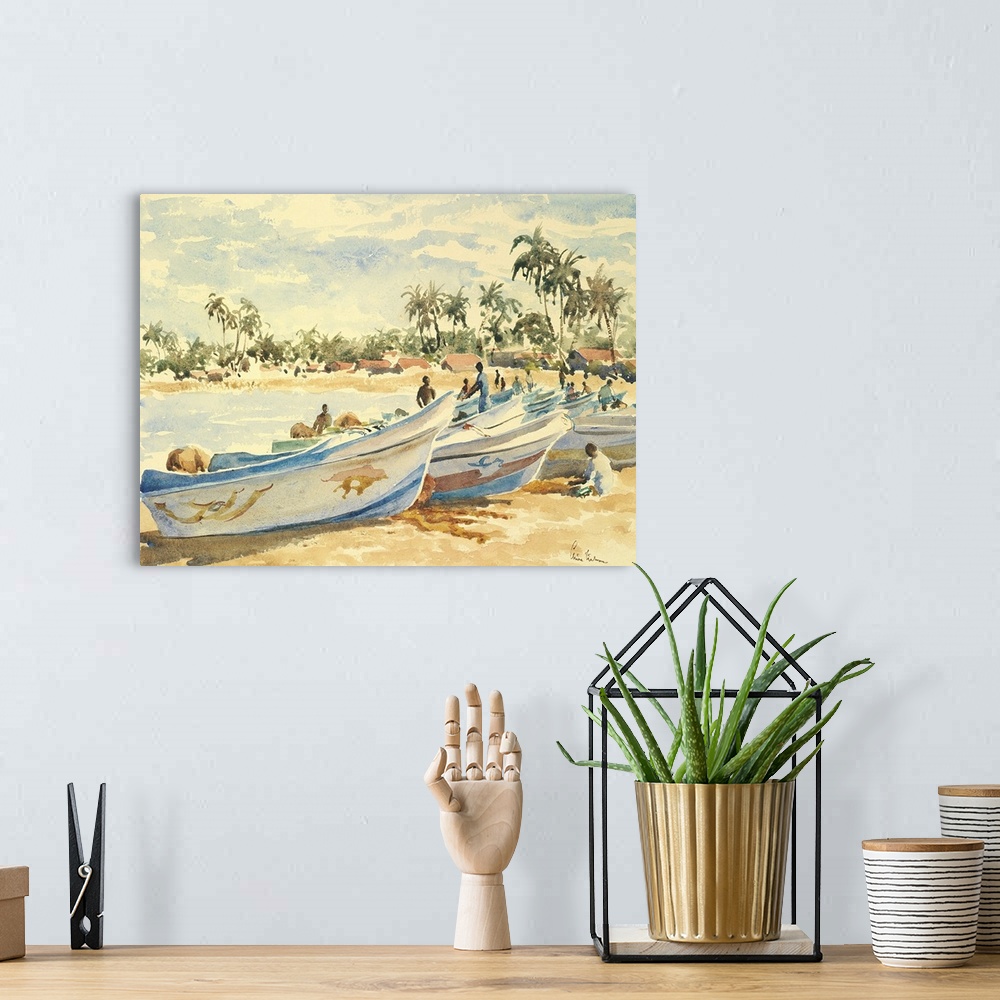 A bohemian room featuring Fishing Boats, Beached