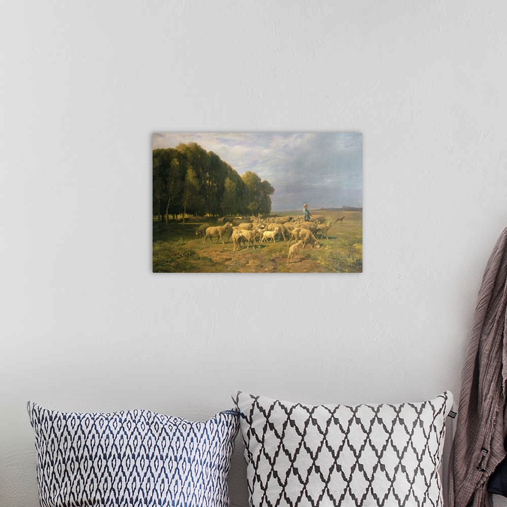 A bohemian room featuring Flock of Sheep in a Landscape