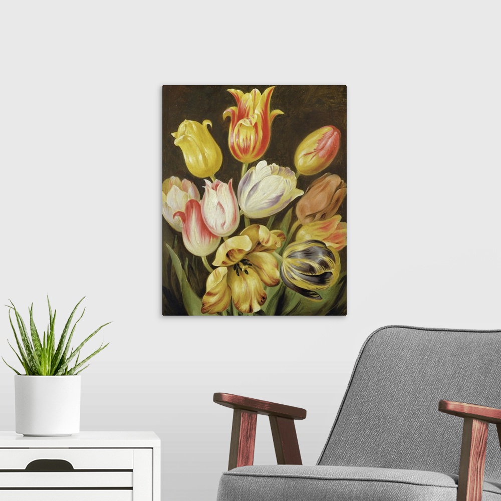 A modern room featuring Flower Study