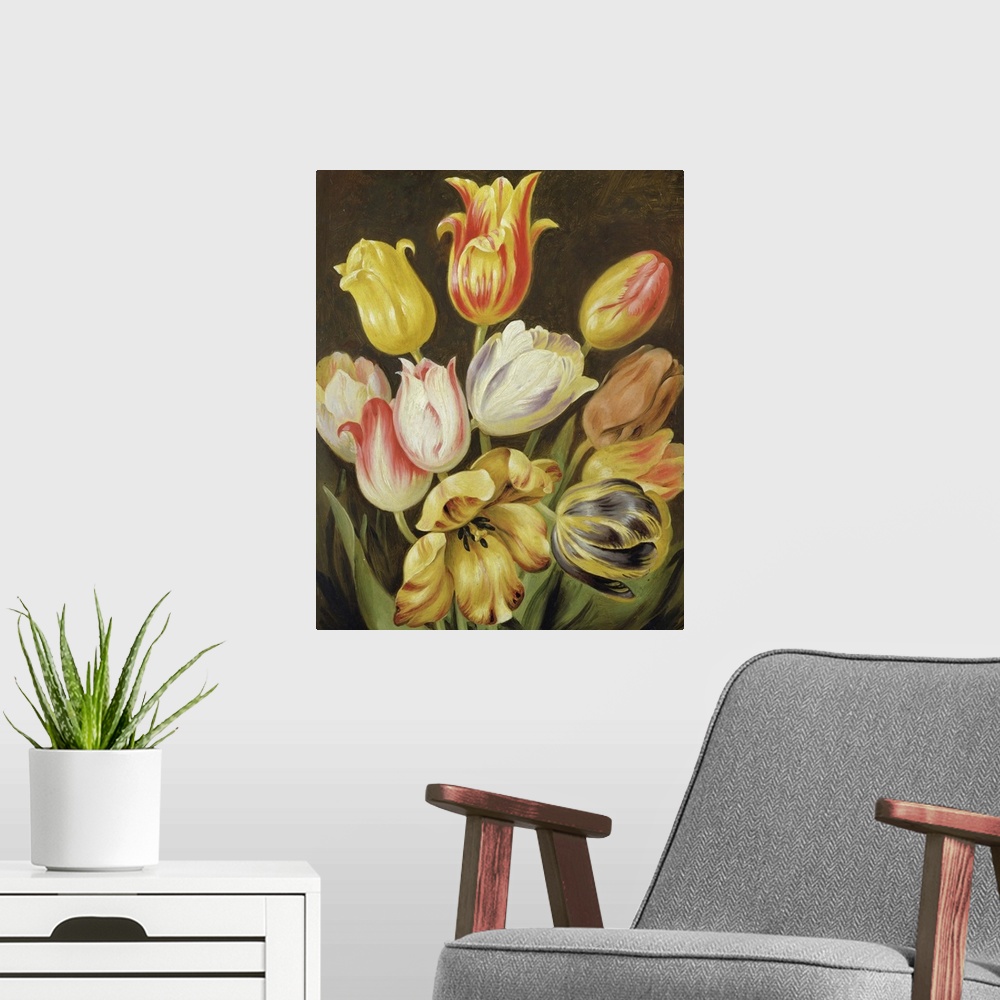 A modern room featuring Flower Study