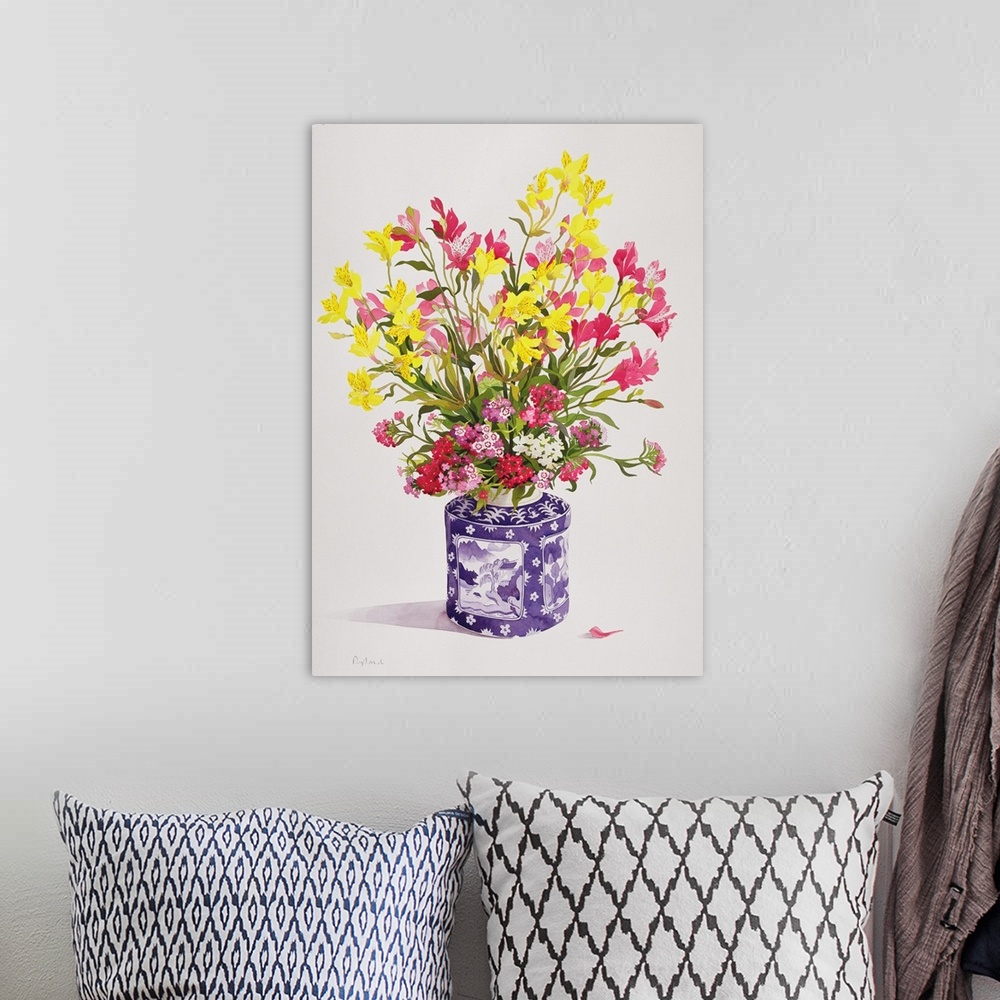 A bohemian room featuring Flowers in a Chinese Jar