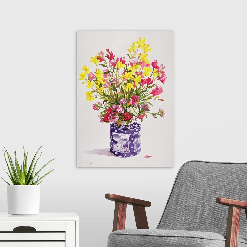A modern room featuring Flowers in a Chinese Jar