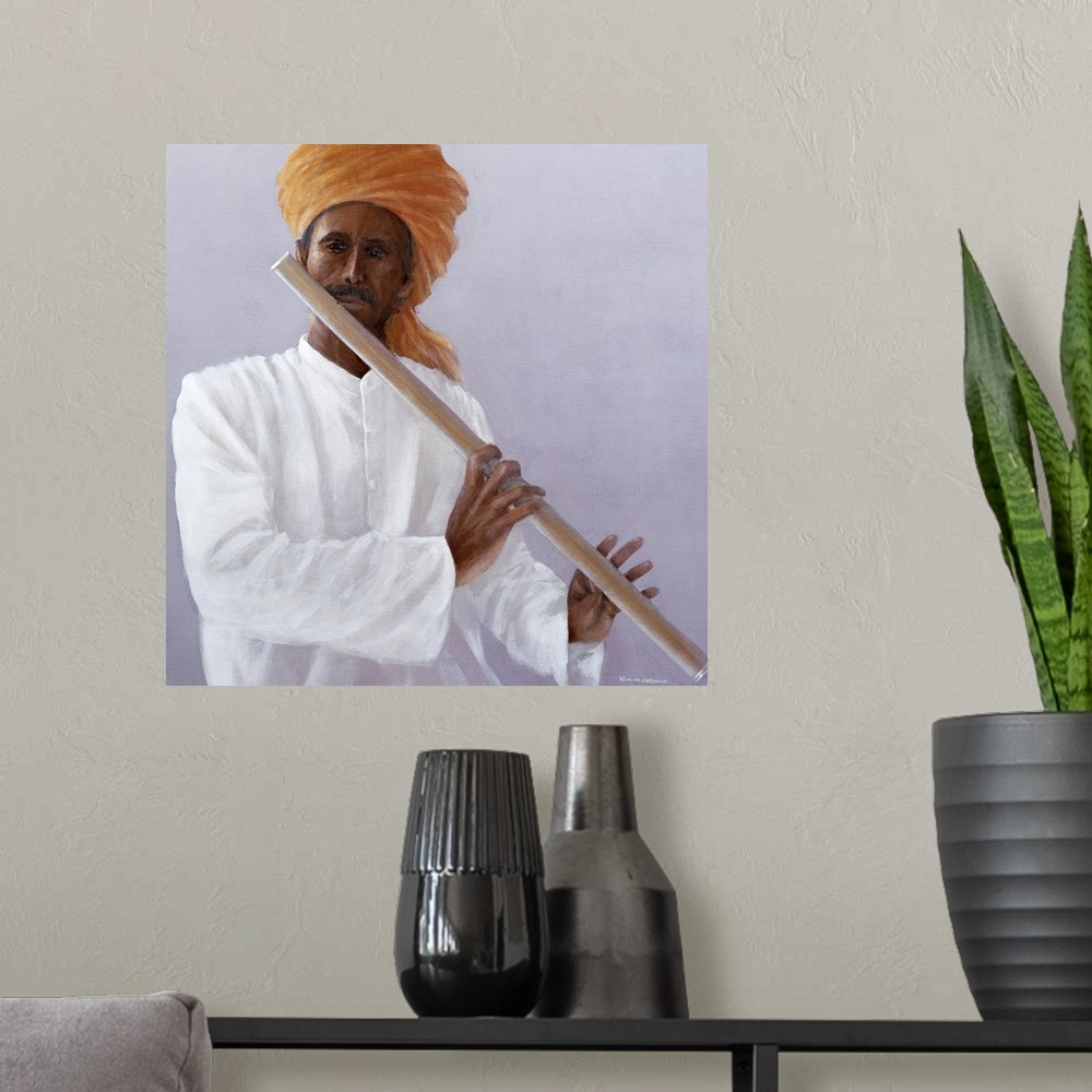 A modern room featuring Flute Player