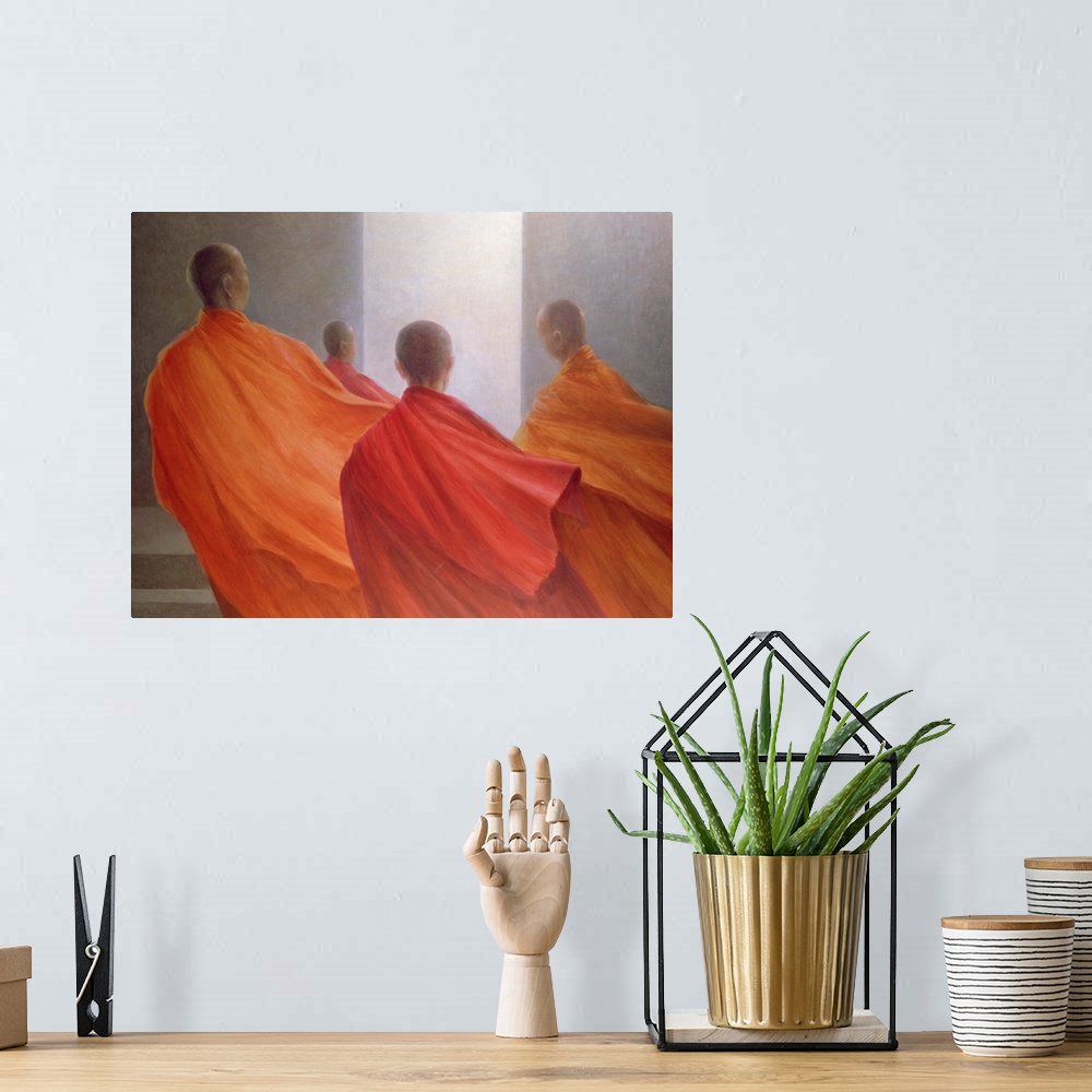 A bohemian room featuring Four Monks on Temple Steps