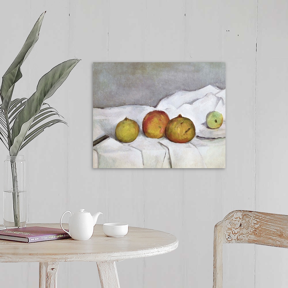 A farmhouse room featuring A still life painting of food that was painted at a time period that becomes incredibly pivotal t...
