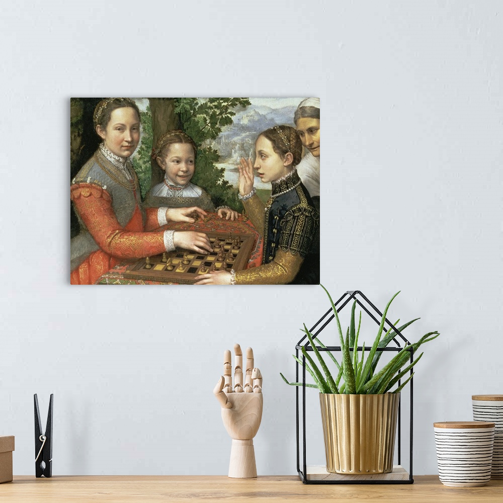 A bohemian room featuring XAM71632 Game of Chess, 1555  by Anguissola, Sofonisba (c.1532-1625); oil on canvas; 72x97 cm; Mu...