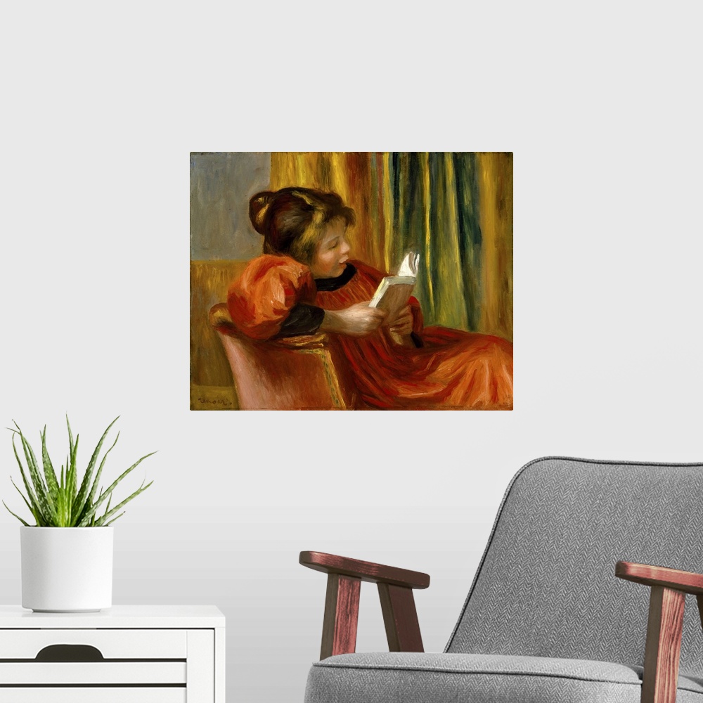 A modern room featuring Girl Reading,1890 (Originally oil on canvas)