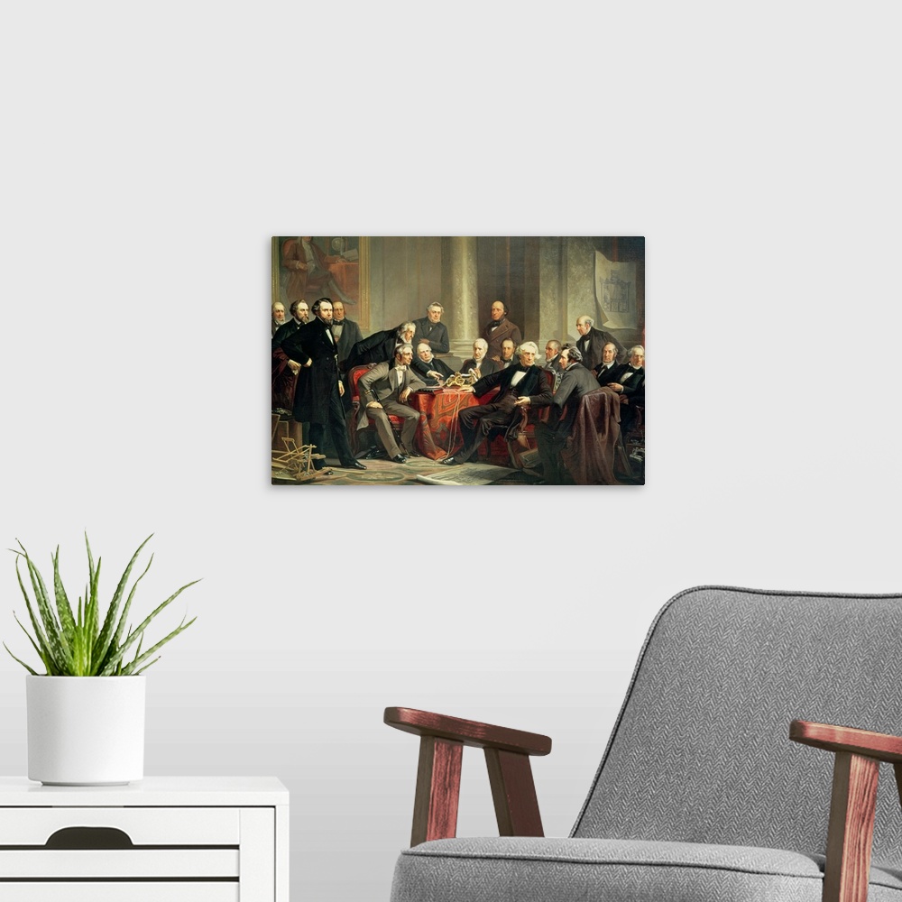 A modern room featuring XTD68566 Men of Progress: group portrait of the great American inventors of the Victorian Age, 18...