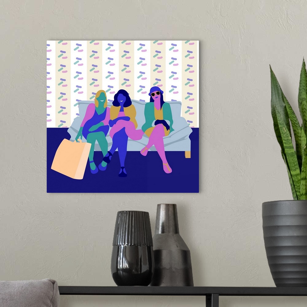 A modern room featuring Happy Shoppers