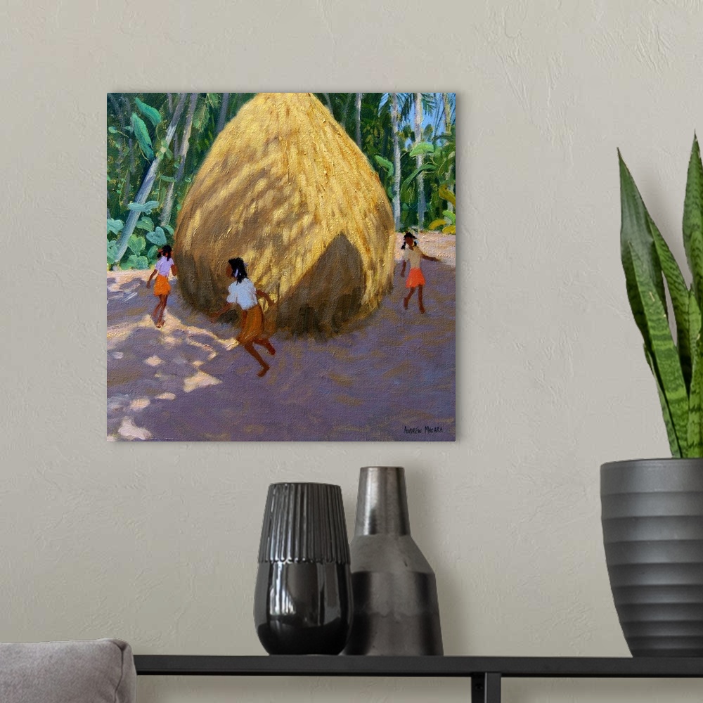 A modern room featuring Haystack, Kerala, 2005 (originally oil on canvas) by Macara, Andrew