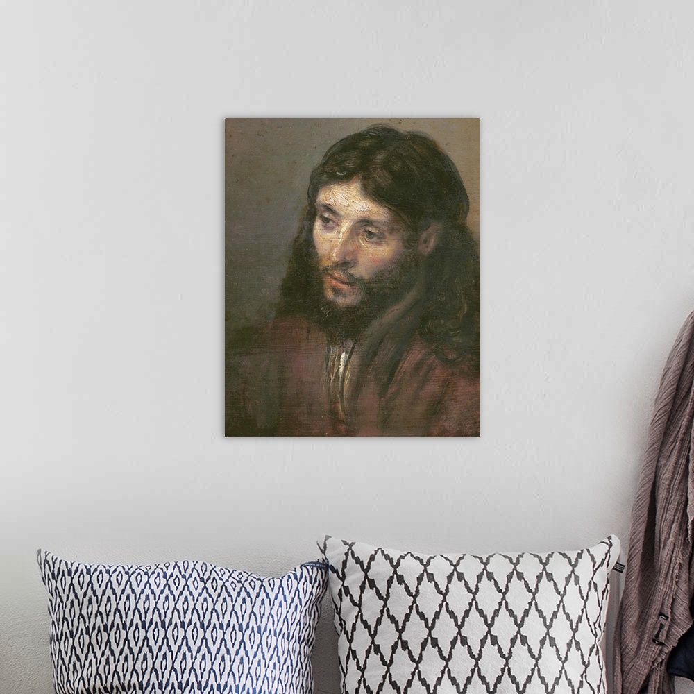 A bohemian room featuring Head of Christ, c. 1648, oil on canvas.  By Rembrandt van Rijn (1606-69).