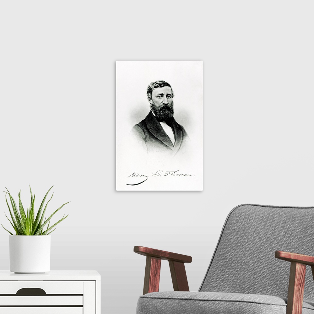 A modern room featuring Henry David Thoreau