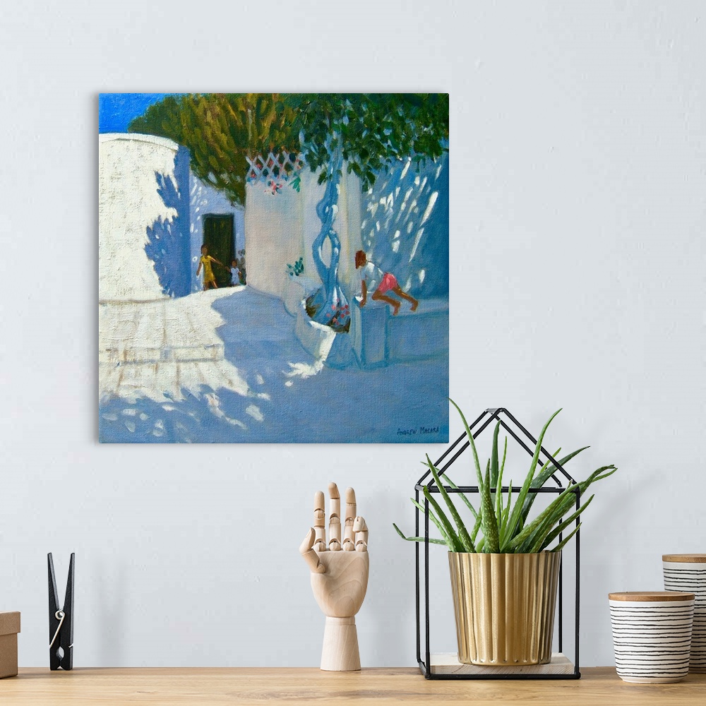 A bohemian room featuring Hide and seek, Mykonos, 2012, (originally oil on canvas) by Macara, Andrew