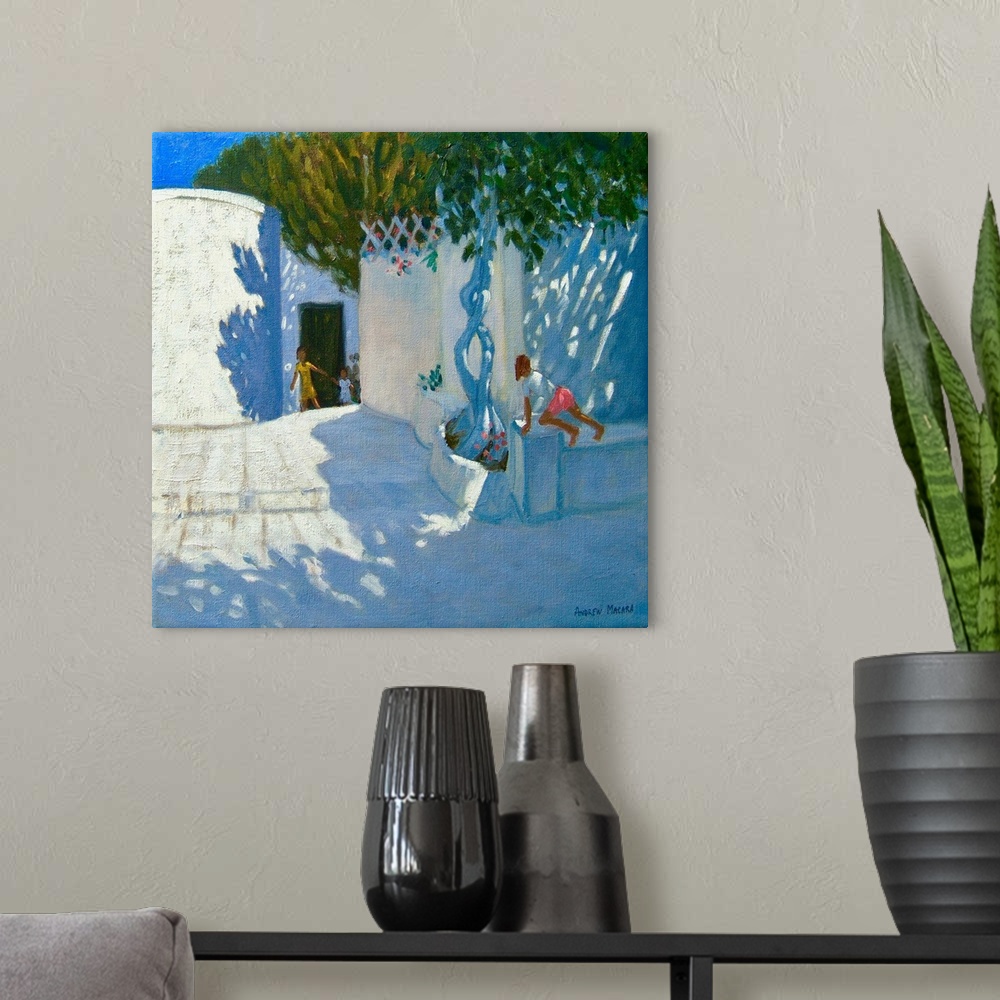 A modern room featuring Hide and seek, Mykonos, 2012, (originally oil on canvas) by Macara, Andrew