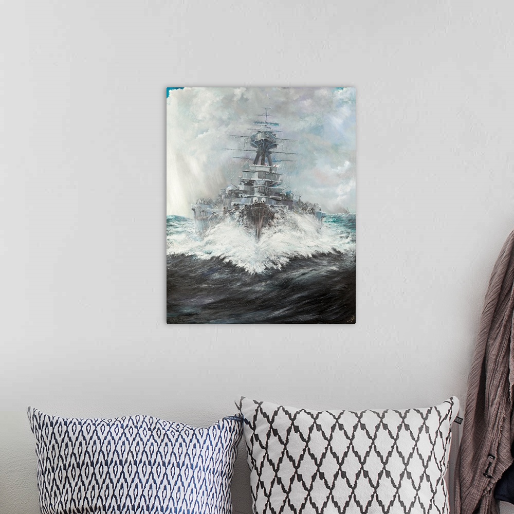 A bohemian room featuring HMS Hood, 2, 2016, oil on canvas.