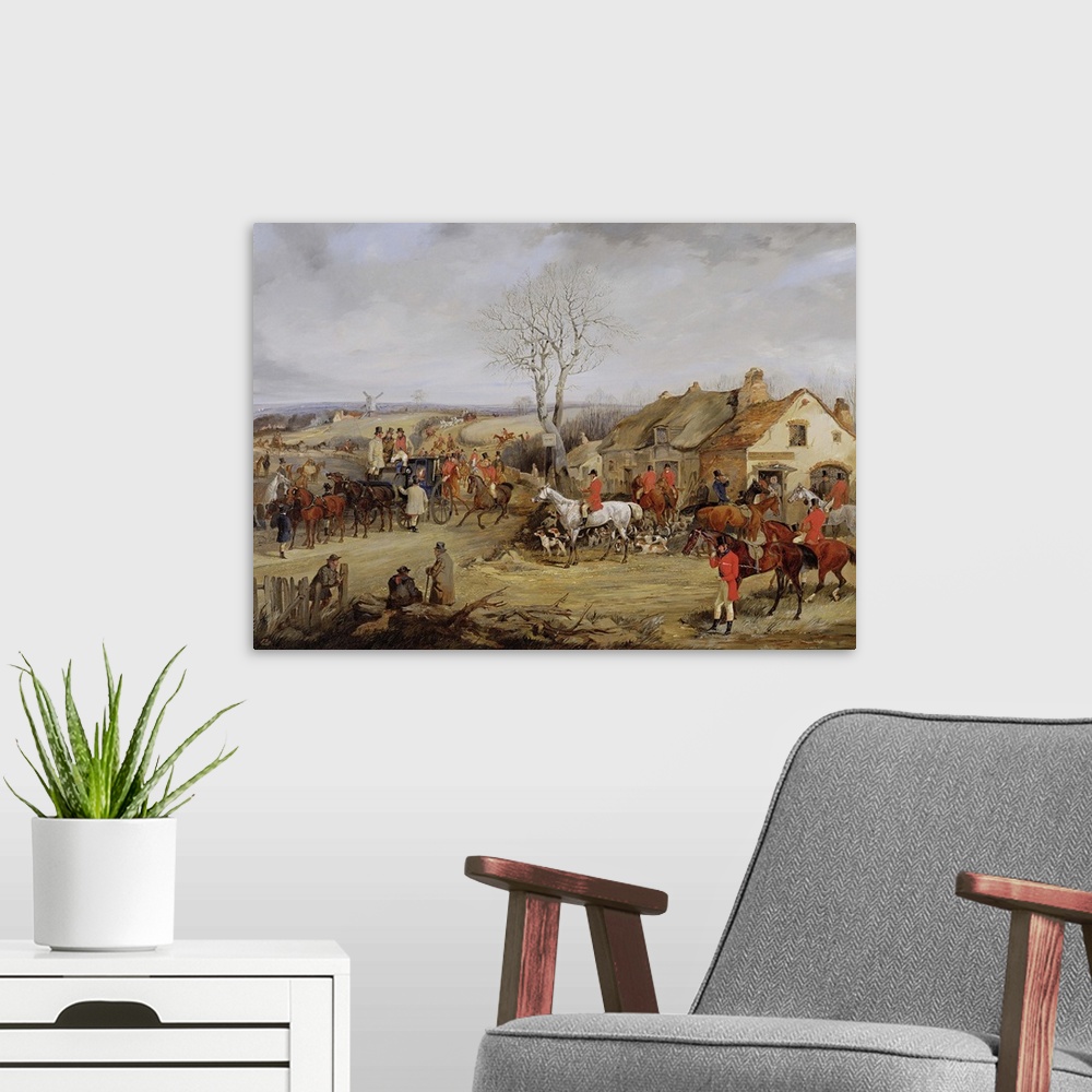 A modern room featuring XYC157037 Hunting Scene, The Meet (oil on canvas) by Alken, Henry Thomas (1785-1851); Yale Center...