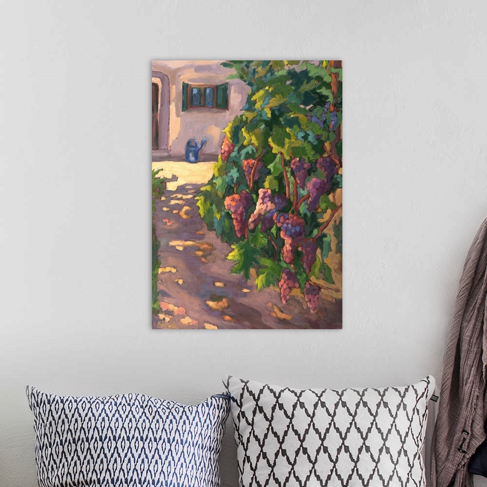 A bohemian room featuring In the Vineyard, oil on board