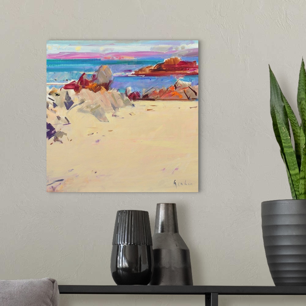 A modern room featuring Isle of Iona (originally oil on canvas) by Graham, Peter