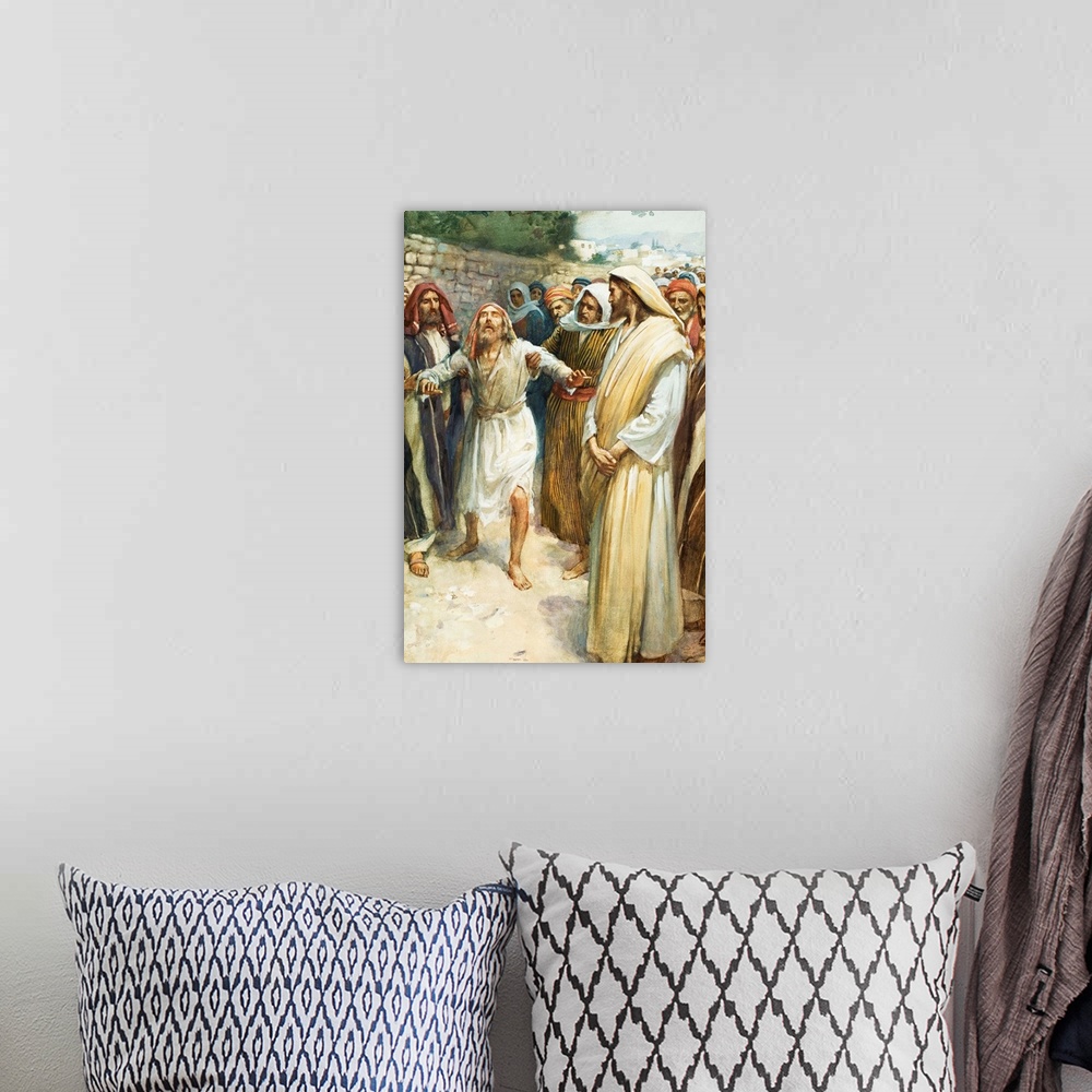 A bohemian room featuring Jesus and a Blind Man