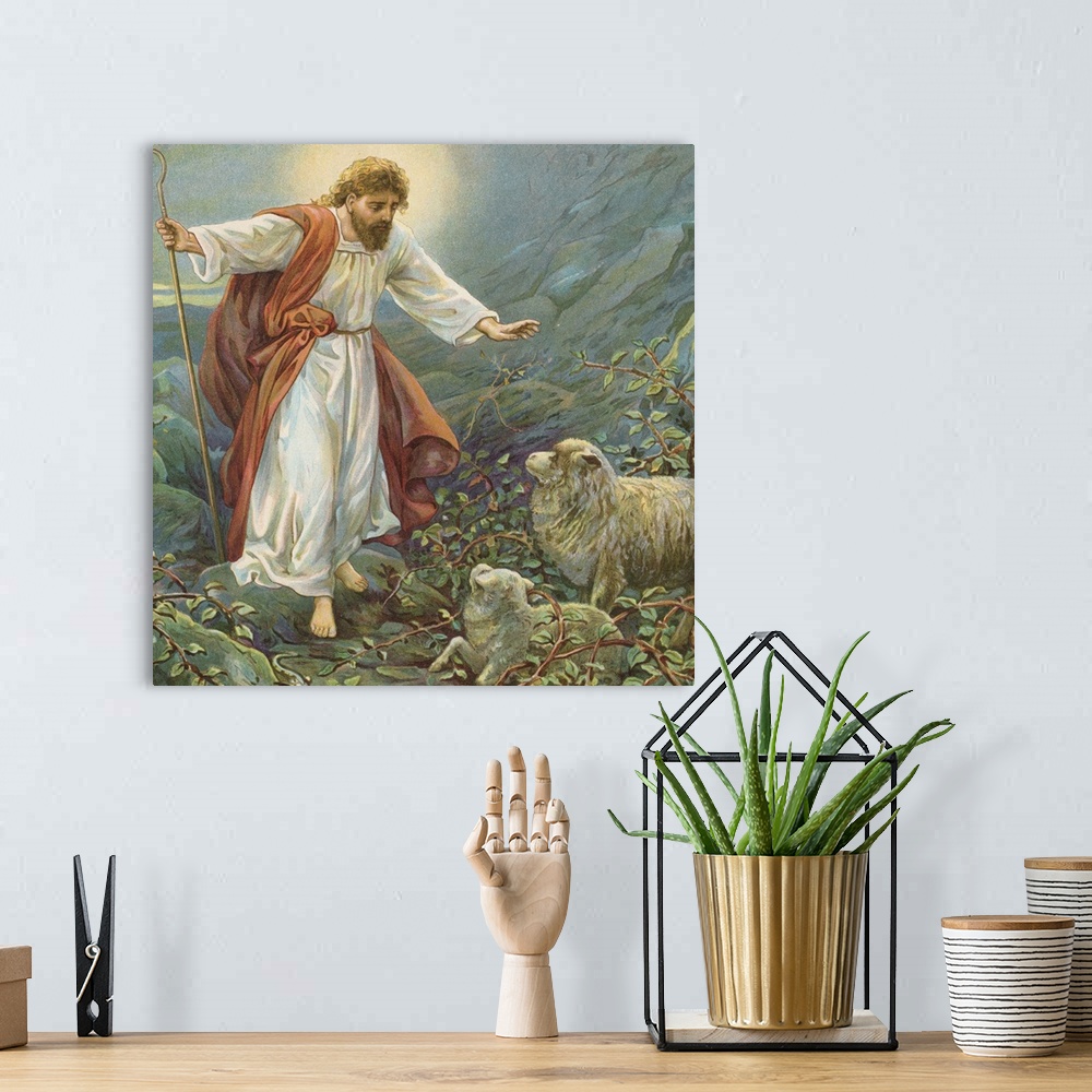 A bohemian room featuring Jesus Christ, the tender shepherd