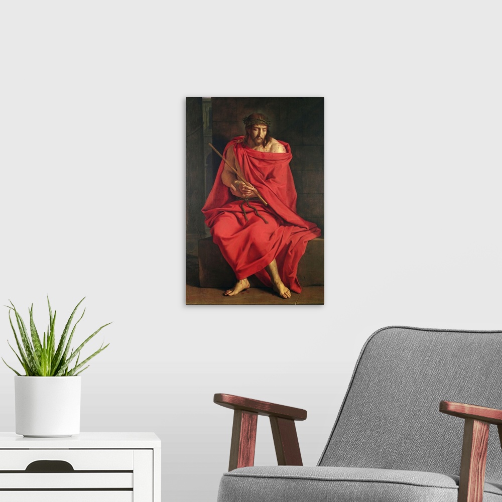 A modern room featuring XIR307962 Jesus mocked (oil on canvas)  by Champaigne, Philippe de (1602-74); Musee National de P...
