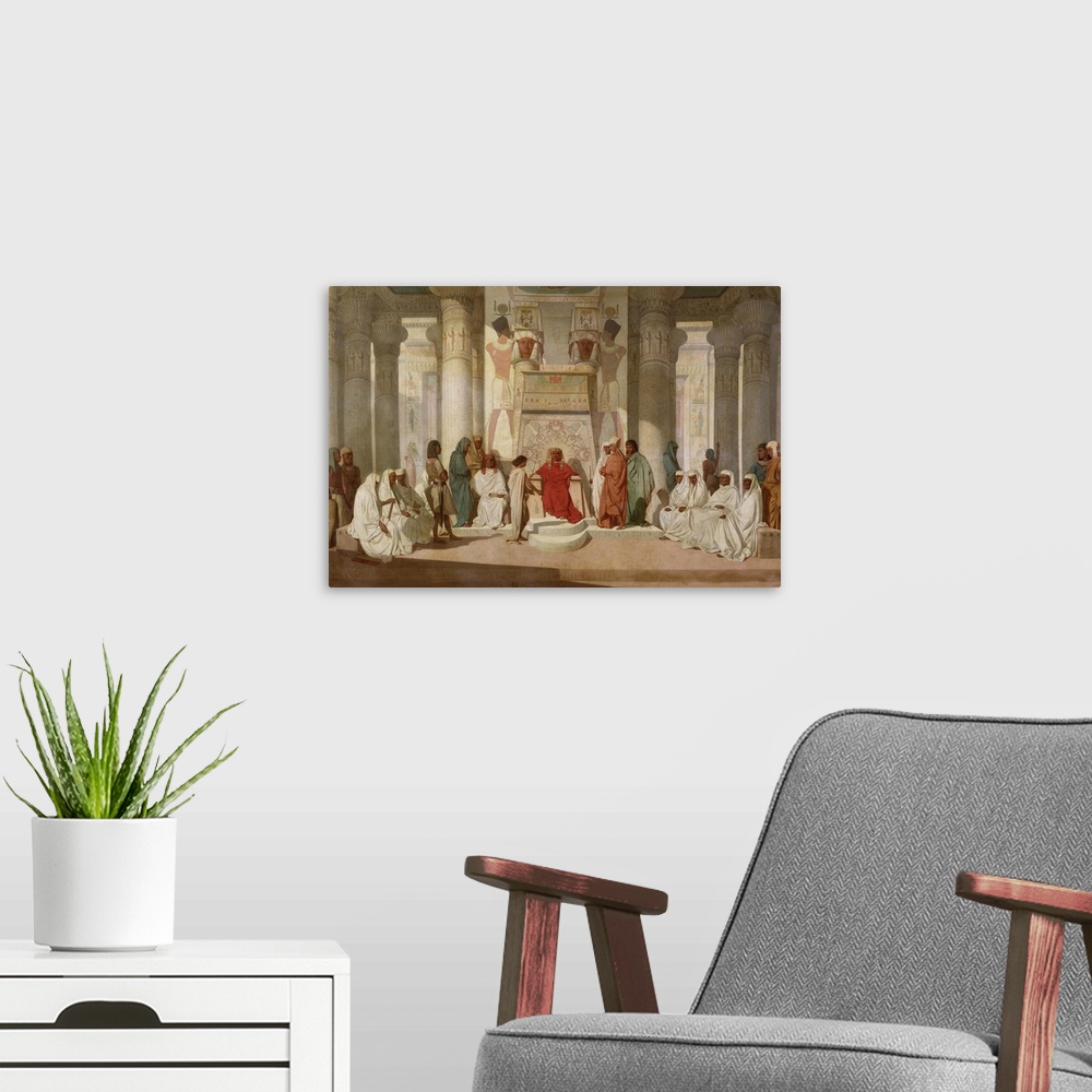 A modern room featuring XOU27916 Joseph Explaining Pharaoh's Dreams (oil on canvas)  by Guignet, Jean Adrien (1816-54); M...