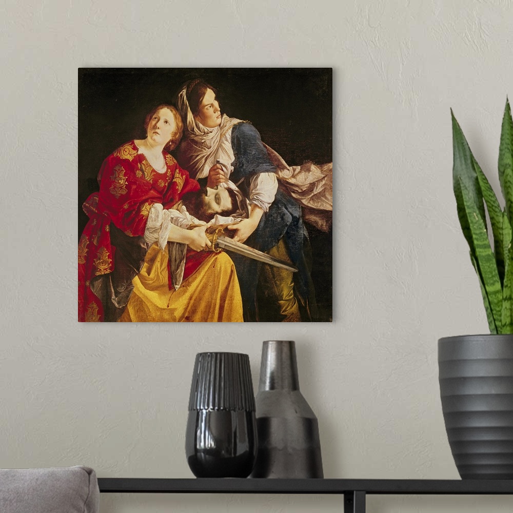 A modern room featuring Judith with the head of Holofernes