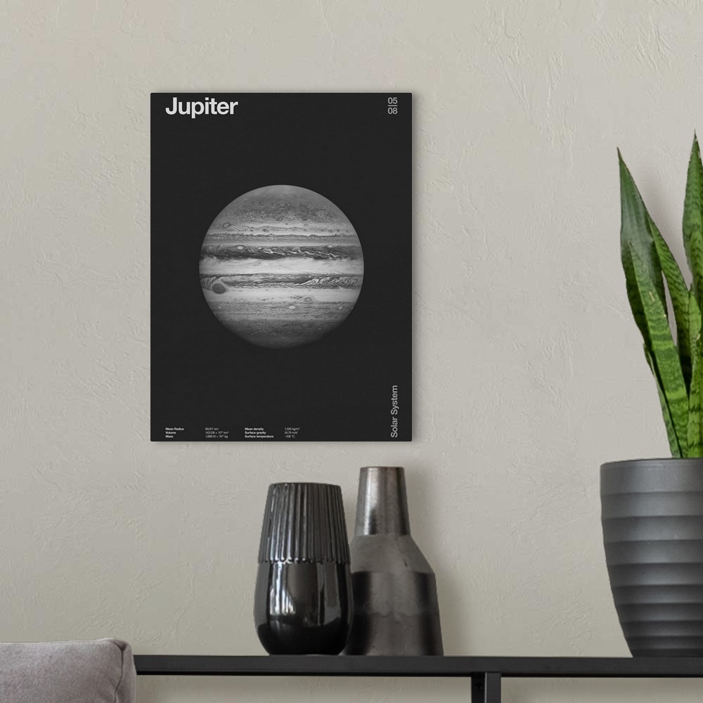 A modern room featuring Jupiter: Minimal Planets Datas, 2023