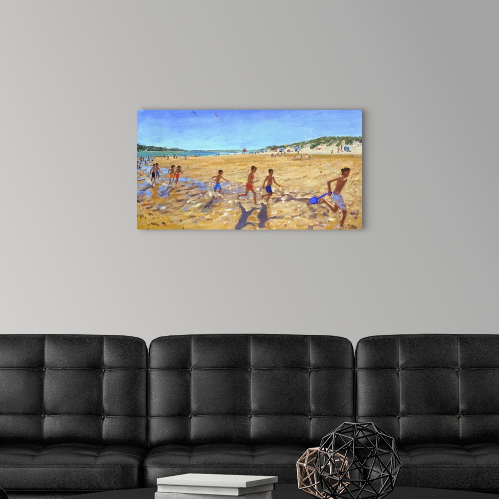 A modern room featuring Keeping fit, Wells next the Sea, oil on canvas.