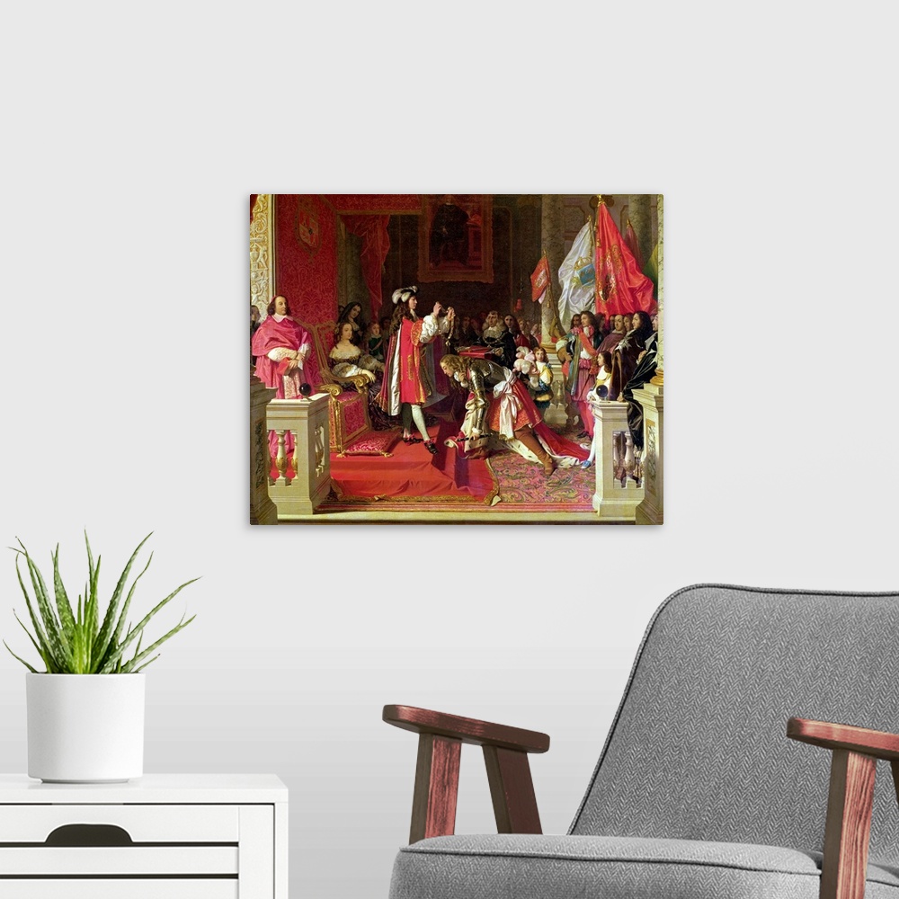 A modern room featuring XIR57494 King Philip V (1683-1746) of Spain Making Marshal James Fitzjames (1670-1734) Duke of Be...