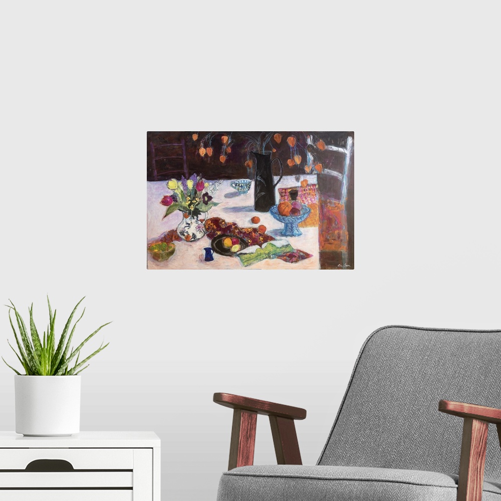 A modern room featuring Kitchen Still Life With Chinese Lanterns, 2019