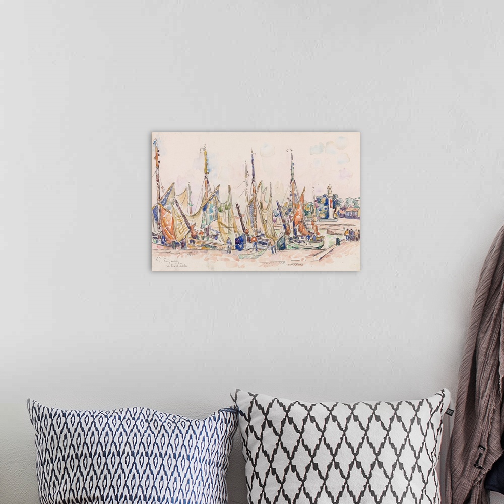 A bohemian room featuring La Rochelle: Boats (Originally watercolor on paper)
