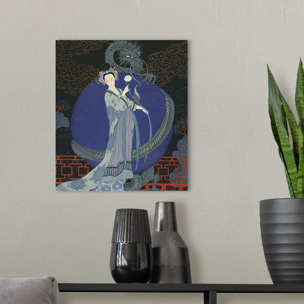 A modern room featuring Lady with a Dragon