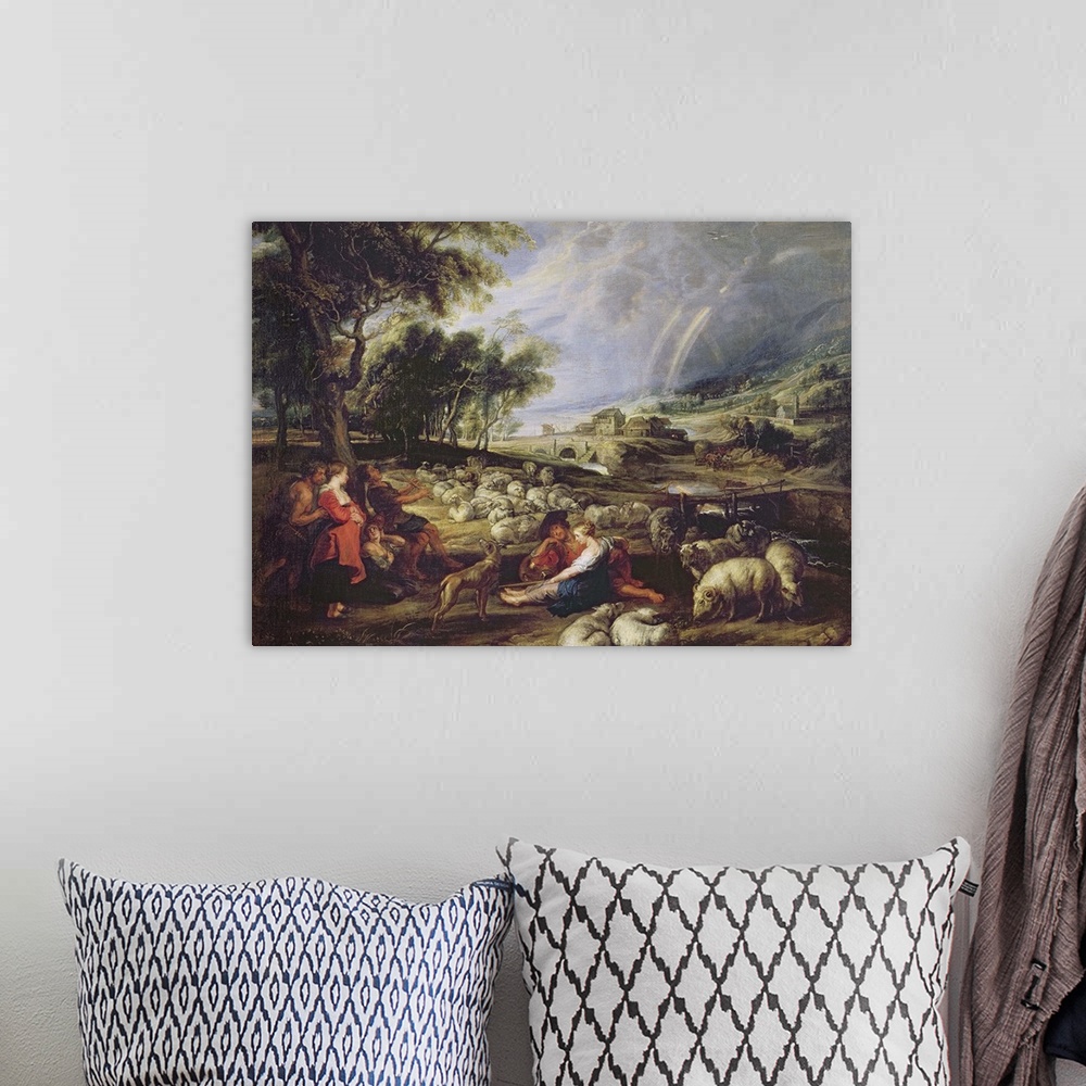 A bohemian room featuring Landscape with a Rainbow