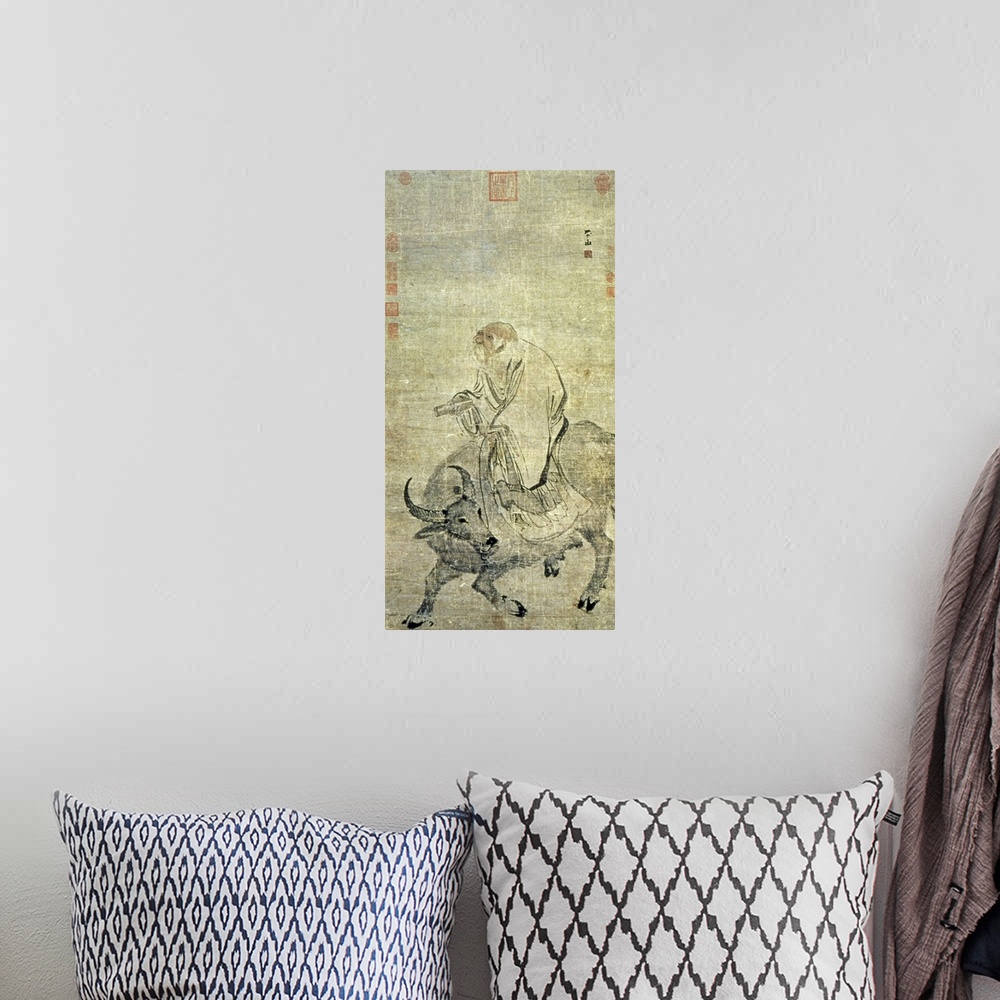A bohemian room featuring XTD84804 Lao-tzu (c.604-531 BC) riding his ox, Chinese, Ming Dynasty (1368-1644) (ink and w/c on ...