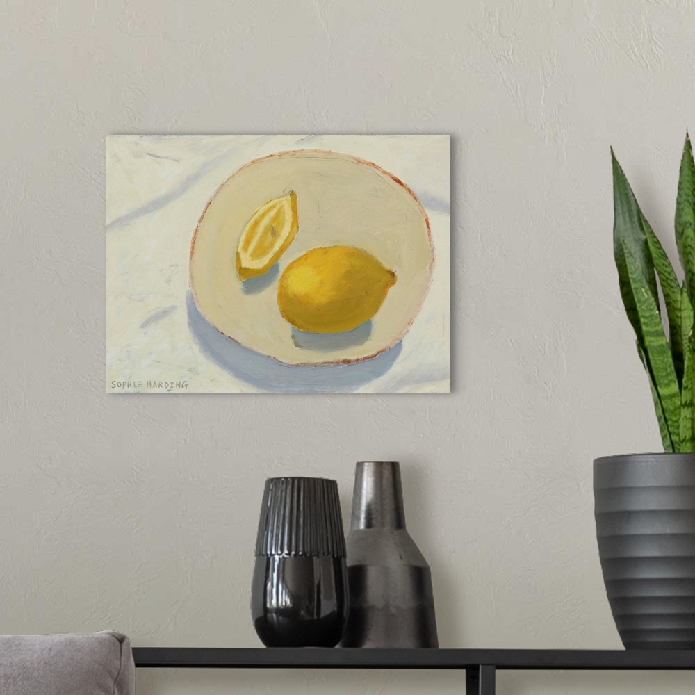 A modern room featuring Lemons on Handmade Plate
