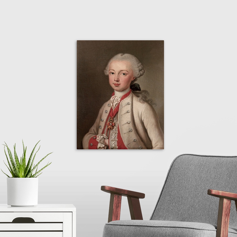 A modern room featuring XAM88342 Leopold II (1747-92) Holy Roman Emperor and Grand-duke of Tuscany, 1762  by Liotard, Jea...