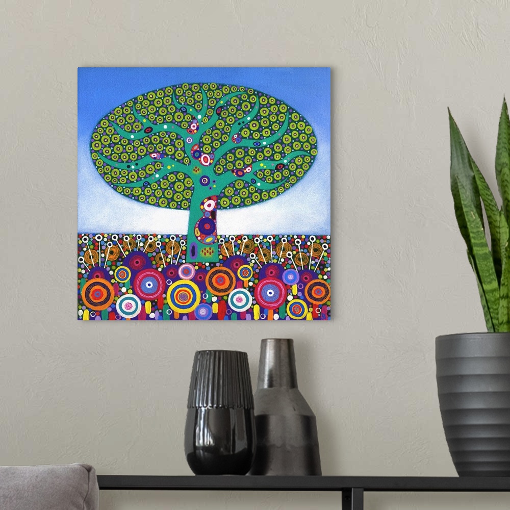 A modern room featuring Lime Tree Too, 2015, (acrylic on canvas)