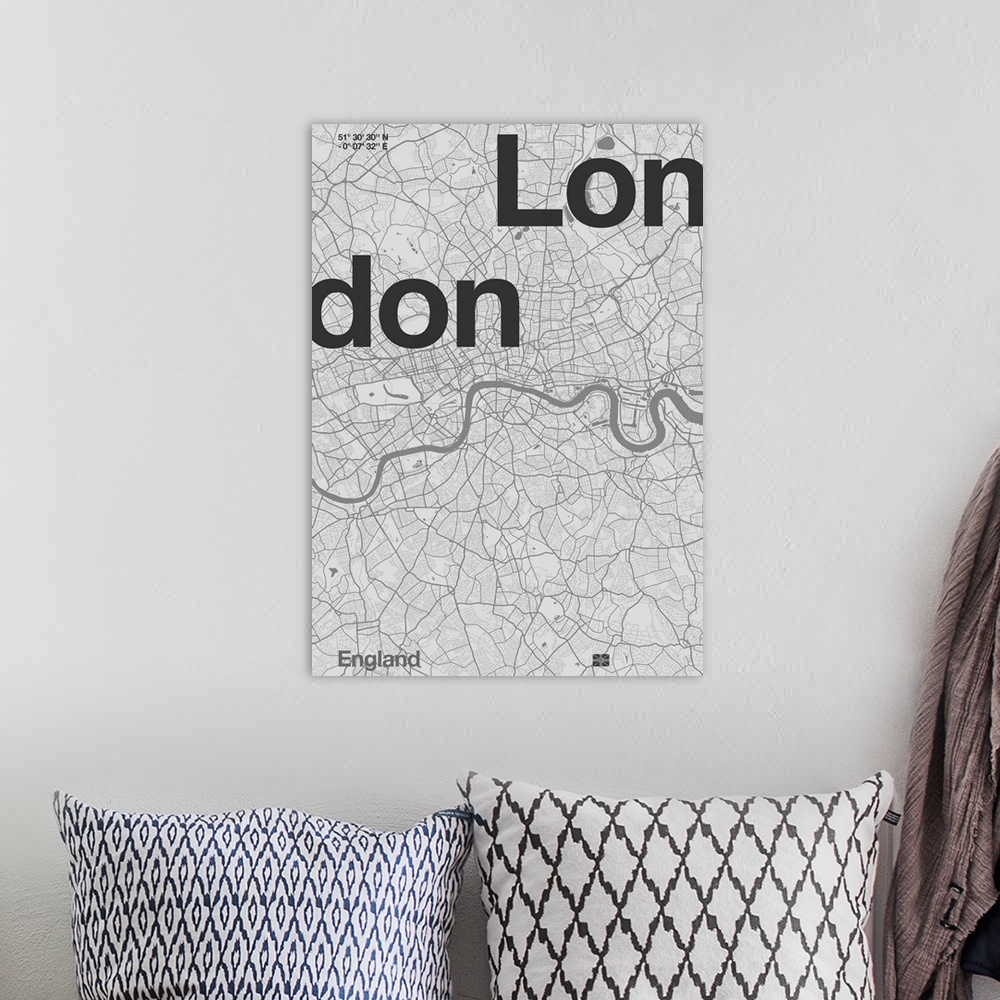 A bohemian room featuring London Minimal Map, 2020