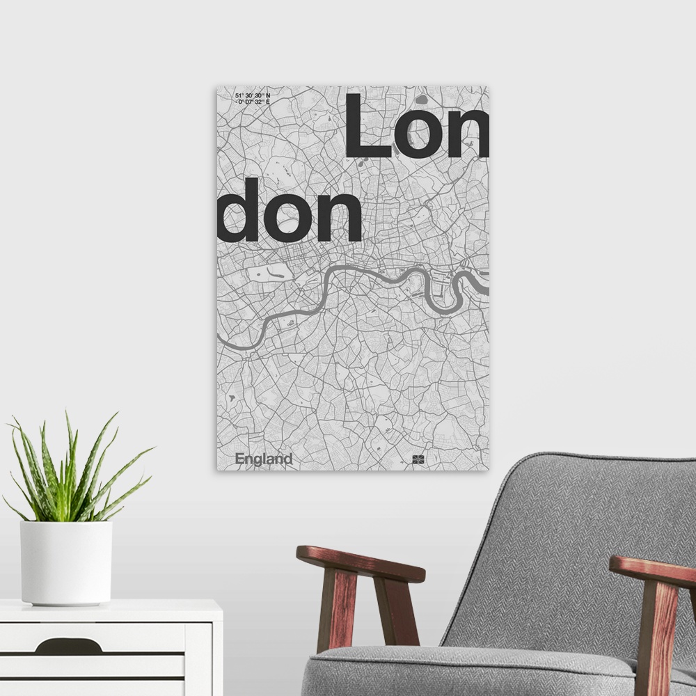 A modern room featuring London Minimal Map, 2020