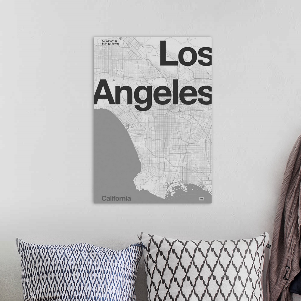 A bohemian room featuring Los Angeles Minimal Map, 2020