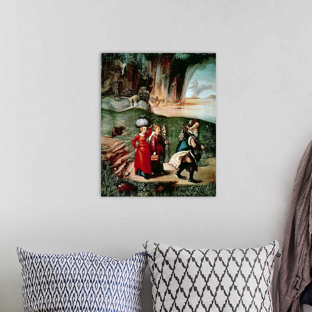A bohemian room featuring XJL61322 Lot and his Daughters, c.1505 (oil on panel) (reverse of 61316)  by Durer or Duerer, Alb...