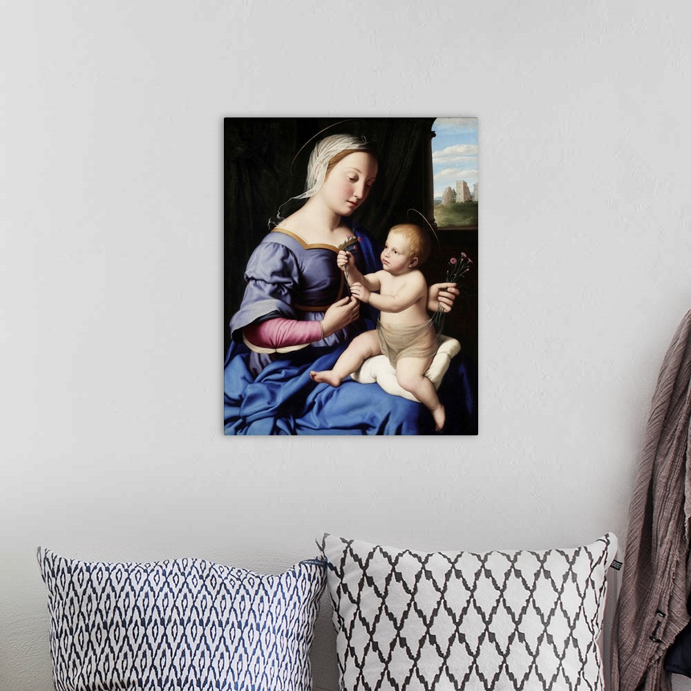 A bohemian room featuring Madonna and Child